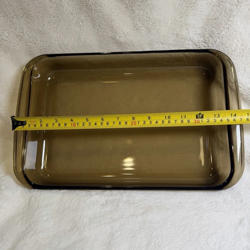 Vintage 1980's Pyrex Amber Glass 233 Tab Handles Cake Brownie Bake Pan Casserole